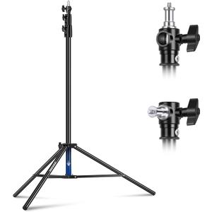 NEEWER 9.2ft/2.8m Air Cushioned Light Stand, Heavy Duty Metal Photography Tripod Stand with 1/4" to 3/8" Reversible Spigot, 3 Way Mounting Interface & Metal Locking Knobs, Max Load 5.5lb/2.5kg