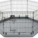 PJYuCien Dog Playpen with Bottom Pad - Metal Foldable Exercise Pen, 8 Panels 30" H x 24" W Indoor Outdoor Pet Fence Puppy Crate Kennel, Gray