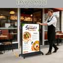 Poster Stand 24x36 Sidewalk Sign with Wheels – Heavy Duty Double-sided Sign Holder Stand for Storefront, Restaurants, Events, Yard, Poster Board Frame for Indoor & Outdoor Use (Frame ONLY)
