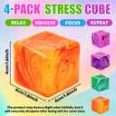 4 Pcs Stress Cube Squishies Fidget Toys, Ice Cube Shape Squeeze Toys, Slow Rise Stress Balls Sensory Toy for Kids Adults with Autism, Stress Relief Classroom Prize, Easter Basket Stuffers