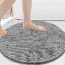 Arotive Bathroom Rugs Round 30x30, Extra Soft Absorbent Shaggy Chenille Bath Rugs, Machine Washable Rubber Backing Non-Slip Bath Mats for Bathroom Floor Tub and Shower, Home Decor Accessories, Grey