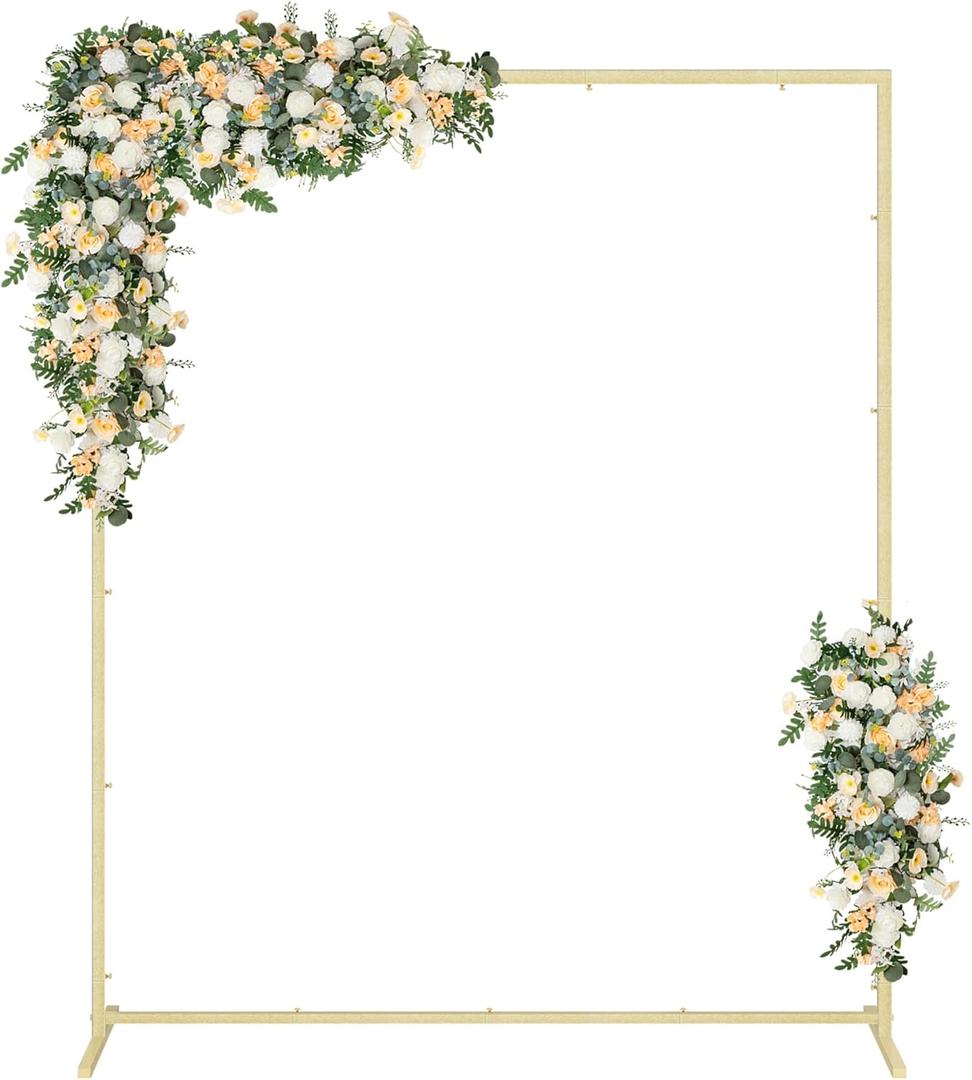 6.6X5.2FT Metal Square Backdrop Stand, Wedding Arches for Ceremony, Square Balloon Arch Stand, Arch Backdrop Stand for Weddings, Birthdays, Party, Garden Decorations, Anniversary, Gold