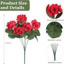 12 Pcs Artificial Flowers for Outdoors, Faux Silk Geraniums Flowers UV Resistant Fake Flowers Outdoor Plants for Front Porch Yard Patio Garden Home Decor (12, Red)