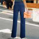 Womens Wide Leg Jeans High Waisted Straight Leg Stretchy Baggy Trendy Casual Denim Pants with Pockets (L)