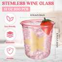 Ziliny 200 Pcs Disposable Stemless Glasses 12oz Crystal Plastic Wine Glasses Clear Classic Pet Cup for Meeting Weddings Birthdays Cocktail Christmas Party Supplies (Pink) (EXP 08/15/29)