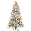7 ft. Pre-Lit Snow Flocked Hinged Artificial Christmas Tree with 300 LED Light