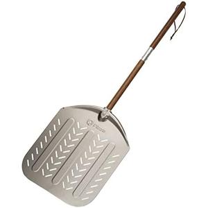 Q Pizza Perforated Aluminium 12x14in Round Pizza Peel, Gold, Aluminum, Non-Stick, Easy to Clean, Suitable for All Occasions