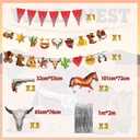 Cowboy Party Decorations Set - 12pcs Western Theme Supplies with Silver Fringe Backdrop, Horse, Revolver & Bull Skull Balloons, Bandana Banner for Birthday