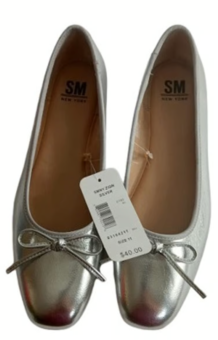 Steve Madden New York Zion Silver Women's Flats Shoes Size 9