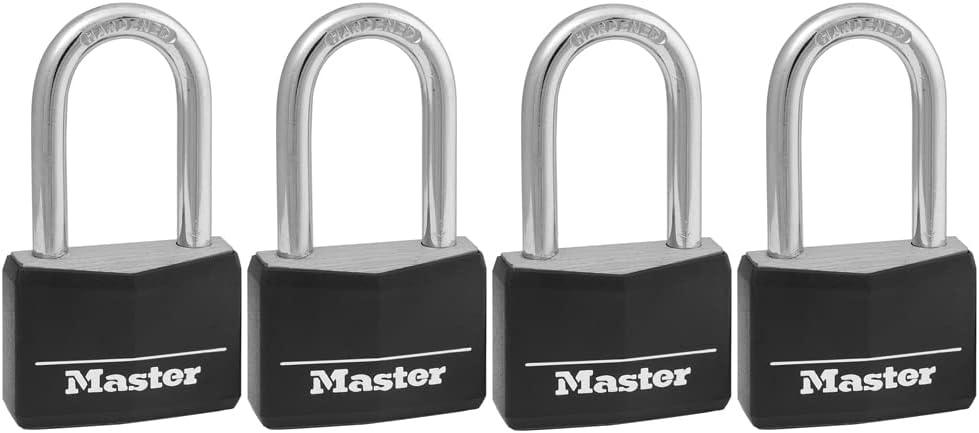 Master Lock Covered Aluminum Padlock with Key, 141QLF, 4 Pack Keyed Alike