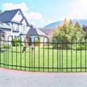 FOREHOGAR Metal Garden Fence 30 in H x 16 ft L, No dig Garden Border Yard Fencing, Dog Fence Outdoor Temporary Animal Barrier for Flower Bed Lawn and Patio, 8 Panels + 9 Stakes Black