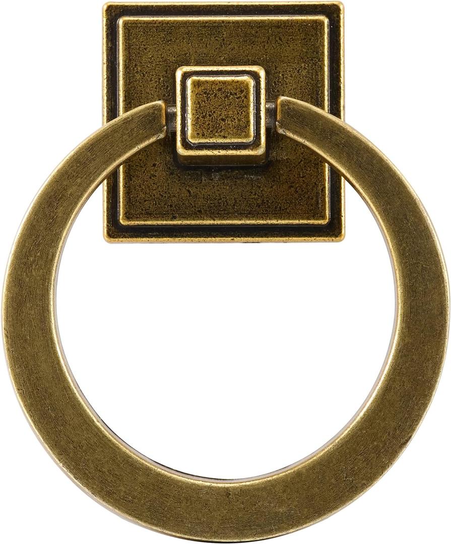 Antique Brass Cabinet Pulls 3 Pack 2.15 inch Diameter Vintage Pulls, Hardware Pulls for Bar Bathroom Closet Dressers