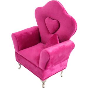 CONCISE 1/6 & 1/12 Scale Miniature Velvet Sofa w/Hidden Jewelry Box for Women 14+ Collectors Ring Earring Necklace Bracelet Trinket Storage - Pink Decor for Display & Dressing Tables