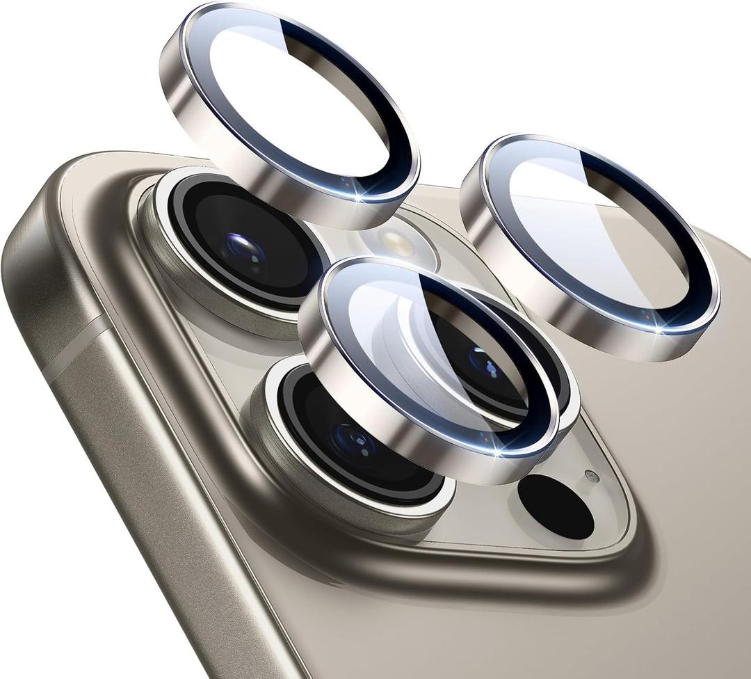 ESR for iPhone 17 Pro Max/ 17 Pro/ 16 Pro Max/ 16 Pro/ 15 Pro Max/ 15 Pro/ 14 Pro Max/ 14 Pro Camera Lens Protector, Ultra-tough HD Individual Lens Protectors, Ultra-thin Tempered Glass, 1 Pack, Titanium