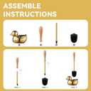 Gold Toilet Brush and Holder Set - Wooden & Stainless SteelHandle Gold Toilet Bowl Brush and Holder with Replaceable Head- Dense Bristles for Thorough Cleaning,Duck Design for Bath Decor Storage