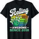Bowling Birthday Party Rolling Into 7 Years Boy 7th Birthday T-Shirt