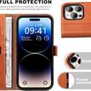 Case for iPhone 16 Pro Max 5G 2024-Genuine Leather Folio Wallet Magnetic Kickstand RFID Blocking Card Slots Shock-Absorbent Phone Cover Compatible with iPhone 16 Pro Max 6.9" (Brown)