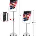 DISPLAYSWORKER Adjustable Poster Sign Stand,Floor-Standing Sign Holder with Heavy Duty Pedestal,for school hospital church shopping mall Silver 11 x 17inch