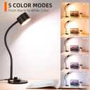 LiFMIRA Desk Lamp, LED Desk Lamp with USB C + A Charging Ports, 5 Colors Fully Dimmable Eye Care Reading Lamp for Bedside Table Full Metal Efficient Gooseneck Table Lamp for Home Office Black