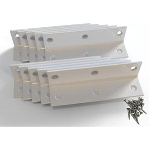 White Stainless Steel Corner Bracket,Joint Right Angle Bracket,L Shape Heavy Duty Metal Corner Brace Hardware Brackets Supporter for Wood Aufuga (8, 4x1x1inch)