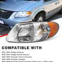 2001-2007 Dodge Caravan Headlight Assembly for 01-07 Dodge Caravan /01-03 Chrysler Voyager /01-04 Chrysler Town and Country /05-07 Town & Country (Fits Base Model ONLY) Clear Lens Chrome Housing
