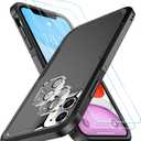 SPIDERCASE Shockproof for iPhone 11 Case,[10 FT Military Grade Drop Protection],with 2 pcs[Tempered Glass Screen Protector+Camera Lens Protector] Heavy Duty Full-Body Protective Phone Case, Black