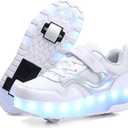 HHSTS Kids Shoes - New Upgraded with Wheels LED Light Color Shoes Shiny Roller Skates Skate Shoes Simple Kids Gifts Boys Girls The Best Gift for Party Birthday Christmas Day (3.5 Big Kid, 229-white)