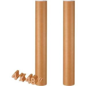 2 Pack 4 x 48 Inch Mailing Tubes 0.12" Thick Kraft Paper Poster Tube with Plastic Caps for Mailing Storing Rolled Goods Storage of Art Craft Document