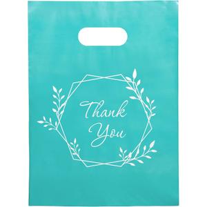 Choice Marts Merchandise Thank You Bags 100 Teal Color 9"x12" Size 1.5Mil Thick With Handles