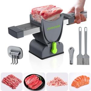 Amazon.com: Fresh Meat Slicer, Manual Meat Slicer for Fresh Raw Meat, Meal Prep for the Week, Adjustable Thickness 2mm or 4mm, 17 Blades get 18 Meat Slices, Meat Cleavers can be Sliced, Striped, Diced -Gray : Home & Kitchen