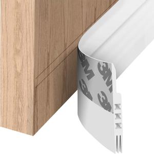 Door Draft Stopper Under Door Draft Blocker Insulator Door Sweep Weather Stripping Noise Stopper Strong Adhesive 39'' Length, White, 45, 1.77x39.37