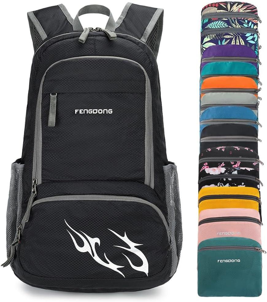35L Lightweight Foldable Waterproof Packable Travel Small Hiking Backpack Daypack for men women (A2-black-upgrade)