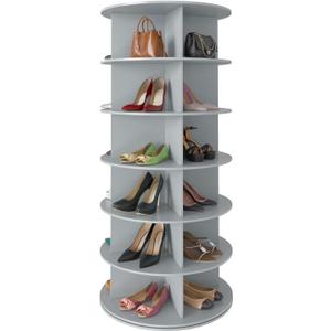 SpaceAid 6 Tier Rotating Shoe Rack Tower, Spinning Shoe Display Lazy Susan, Revolving 360 Shoe Rack Storage Round Carousel, Vertical Handbag Rotate Shoes Closet Organization (6-Tier Gray)