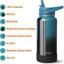 RUBYFLASK 32oz Insulated Water Bottle with Straw, Stainless Steel Metal Vacuum Water Flask, Large Thermal Water bottle with Leakproof 3 Lids for Travel, Camping, Gym Sports Armygreen