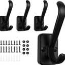 Coat Hooks Heavy Duty - Metal Wall Hooks Wall Mount with Concealed Screw Design Matte Black Hooks for Hanging Towel, Key, Robe, Scarf, Entryway Closet Mudroom Bathroom (4, Black)