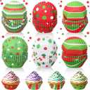 Vesici 600 Pcs Christmas Cupcake Liners Red Green Candy Pattern Christmas Baking Supplies Muffin Cupcake Wrappers for Xmas Holiday Birthday Party Cake Candy Chocolate Decorations Supplies