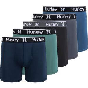 Hurley mens 5 Pack Stretch Boxer Briefs, L