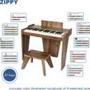 ZIPPY Kids Piano Keyboard, 37 Keys Digital Piano for Kids, Music Educational Instrument Toy, Wood Piano for 3+ Girls and Boys (Walnut Basic)