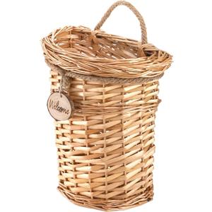 Hiceeden Wicker Hanging Wall Basket, Woven Front Door Flower Basket, Flat Hanging Storage Basket Wall Decor for Home, Garden, Pantry, Farmhouse