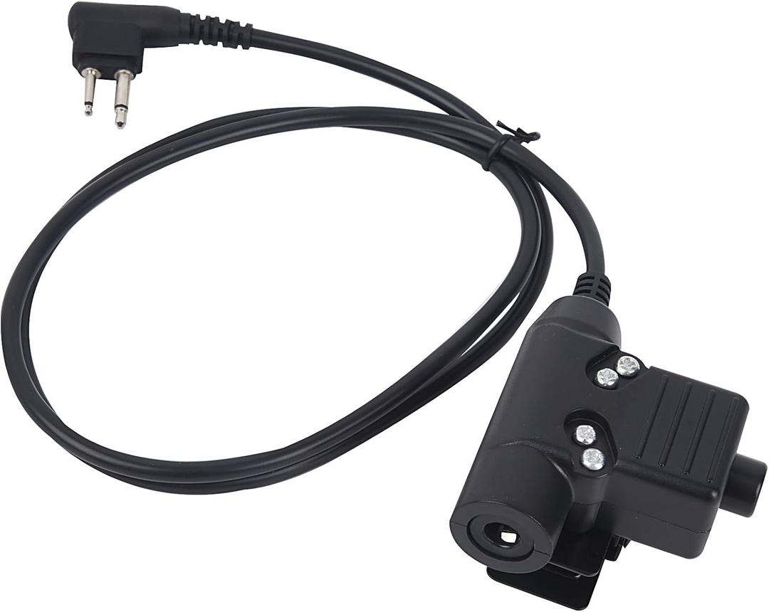 2 Pin U94 Ptt Radio Headset Adapter Cable for Motorola Walkie Talkies(NATO US Military Wired,Black)