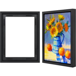 Americanflat 12x16 Canvas Floating Frame with Adhesive Strips Included - Vertical and Horizontal Floating Frame for Artwork - Canvas Frames for Wall Display - Black