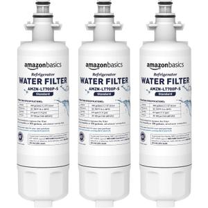 Amazon Basics Replacement LG LT1000P Refrigerator Water Filter, NSF Certified, Reduces Chlorine, 2-Pack