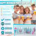 50 Pcs Mermaid Party Decoration Cups, 12 Oz Plastic Drinking Cups Mermaid Birthday Party Decorations for Baby Shower Ocean Summer Birthday Party Favor Decorations Supplies2 Designs