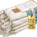 Gold CASE Turkish Hand Towels for Bathroom Set of 4  20 x 40''  100% Cotton Bathroom Towels  Aphrodite Kitchen Small Towel for Spa, Face, Tea & Dishcloth  Decorative Patterned Weave  Teal