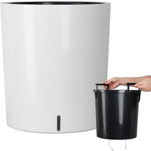 SAROSORA Large Round Self Watering Planter Pot 12.5'' for Home Garden Patio Tall Tree (White)