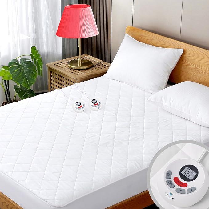 Heated Mattress Pad Full Size Quilted Heating Electric Bed Warmer Luxury Comfort Heat Mattress Pad Cover Single Controller（10 Heat Setting | 1-12 Hours Auto Shut Off | with 8-21 Inch Deep Pocket）