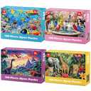 BraniacBits 100 Piece Puzzles for Kids 4-8 - Wildlife Birds Marine Dinosaurs Puzzle for Toddlers 3-5 Large Piece Puzzle for Seniors Adults Puzzles for Kids Ages 4-6 6-8 8-10 Educational Toys Gift