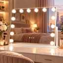 Vanity Mirror with Lights, 22" x 17", 360° Rotation Base, White