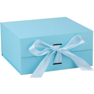 OEMVALATY Light Blue Gift Box,6x6x3 Inches Gift Boxes with Lids for Presents with Magnetic Closure and Ribbon for Wedding, Storage, Birthday