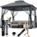 Outdoor Pop Up Gazebo 10x10 - Instant Canopy Tent with Mosquito Nettings, Double Roof Vented Gazebos Tents Shelter for Backyard Shade Party Garden Lawns (Gray, 10X10)